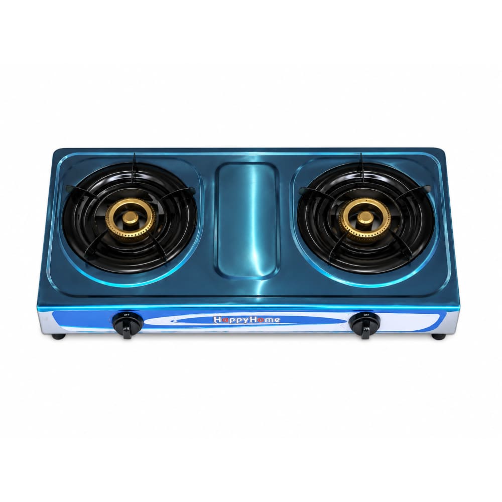 Cocina 2 Hornillas Gas Portátil Acero Inoxidable Encendido Rápido Resistente AJ330610