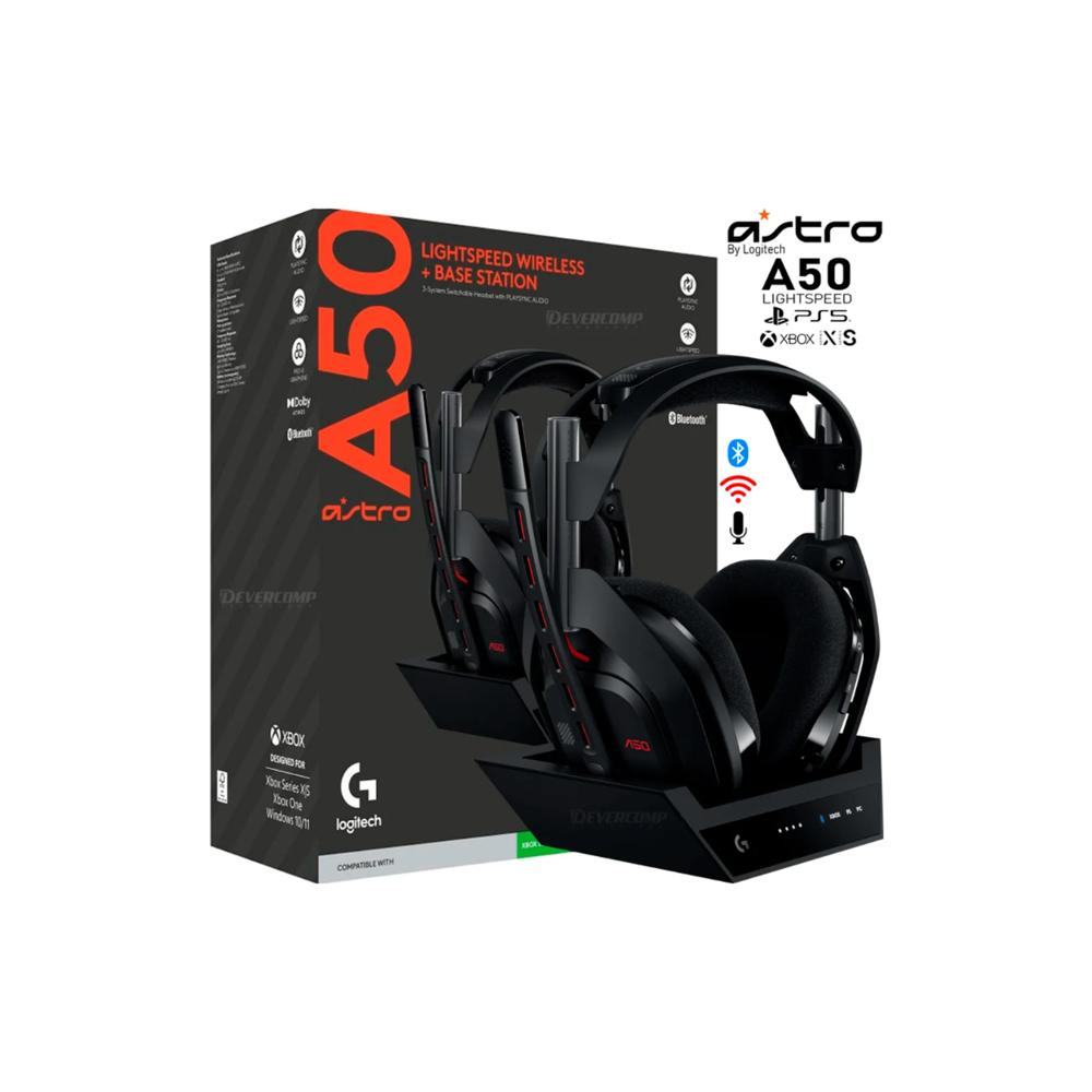 AURICULARES OVER EAR ASTRO A50 X INALAMBRICOS LIGHTSPEED BASE CON MICROFONO NEGRO