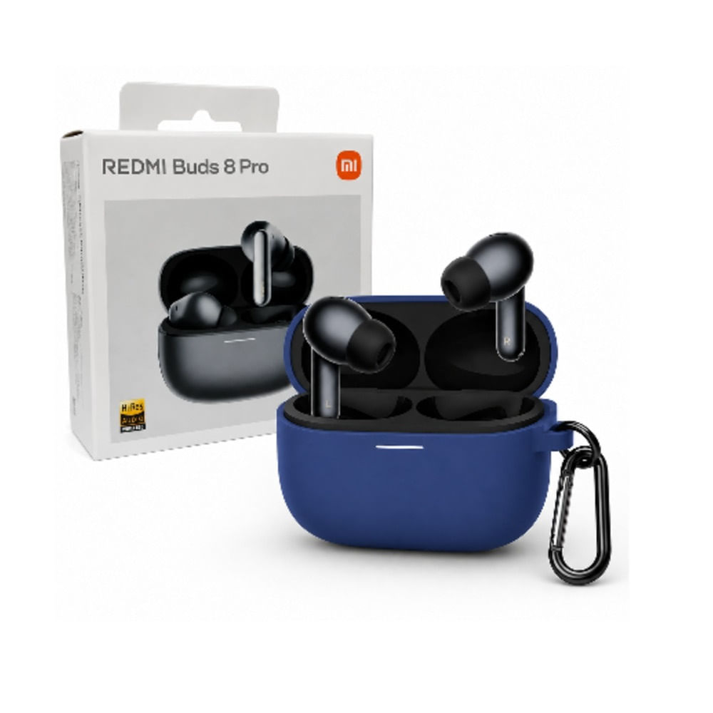 Audifonos NEGROS Xiaomi Redmi Buds 8Pro mas Funda Protectora color AZUL