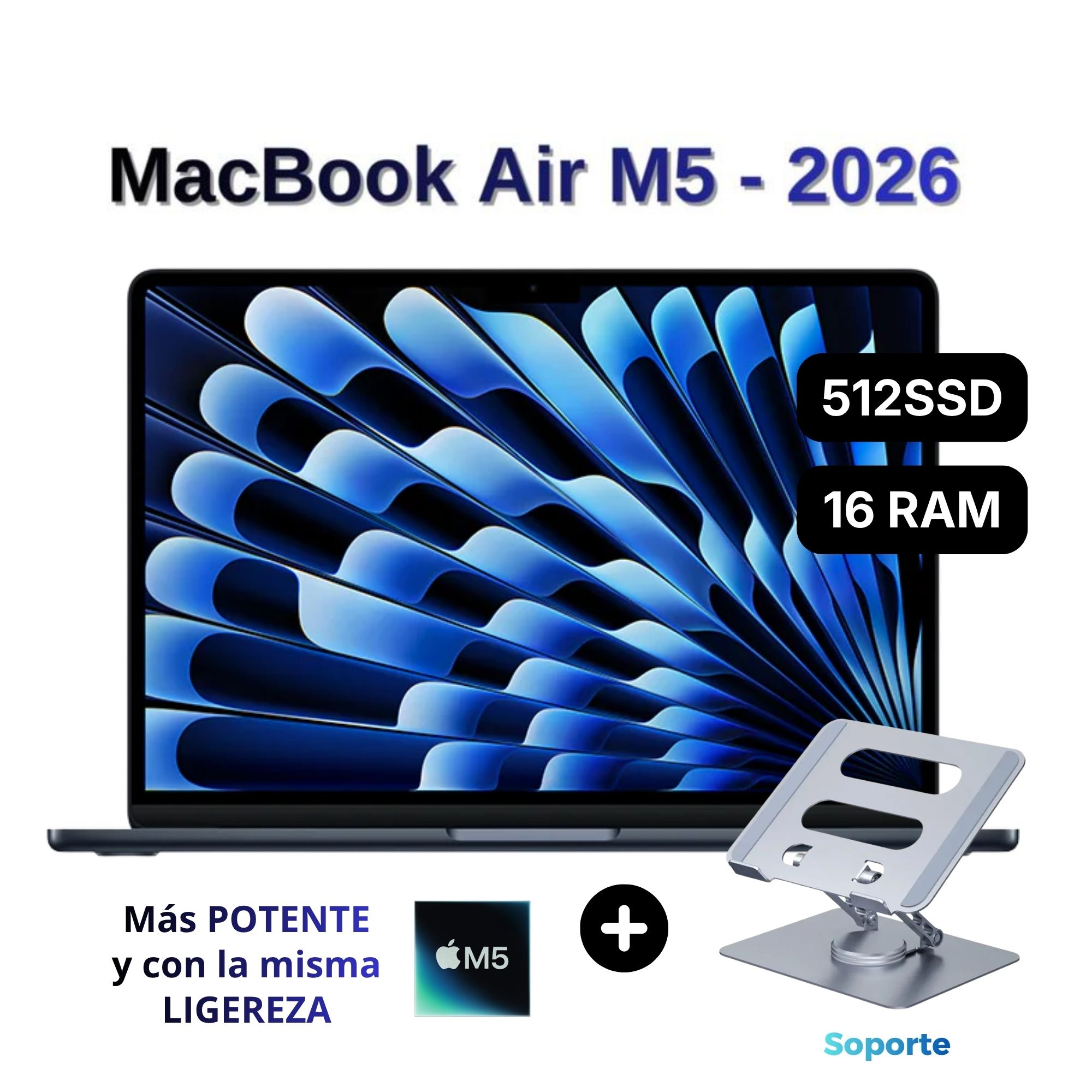 MacBook Air Apple de 13'' Chip M5 16GB RAM 512GB SSD Teclado Inglés - Midnight