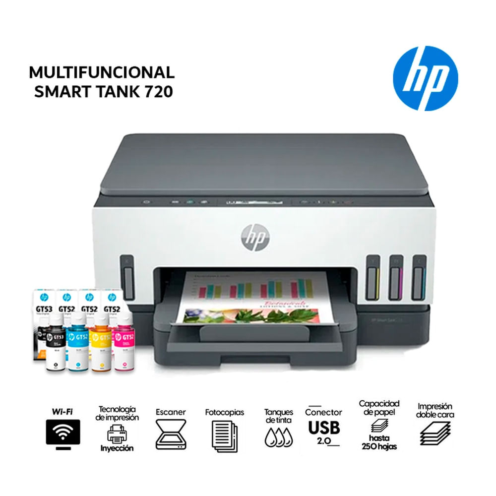 Impresora HP multifuncional Smart Tank 720