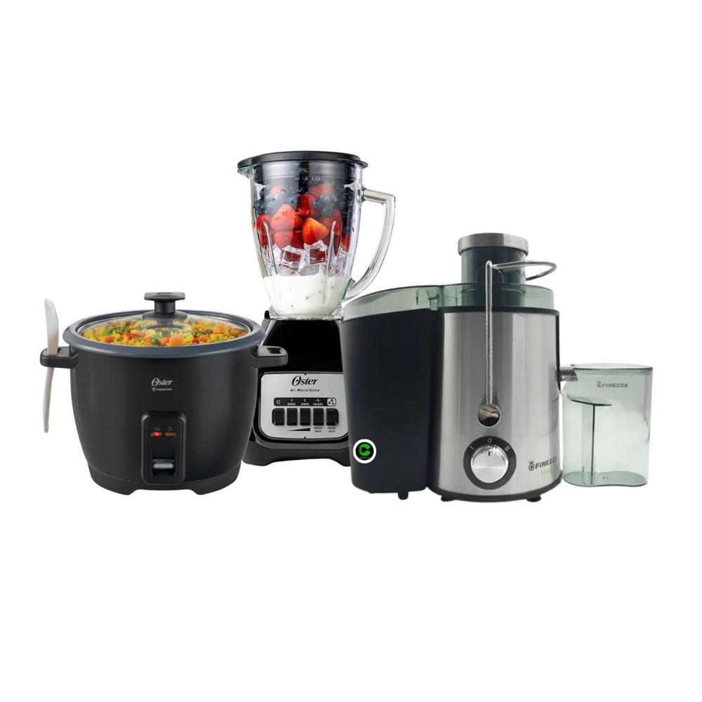Combo Extractor Finezza 500W - Olla Arrocera Oster 10 Tazas - Licuadora 1.5 Lt