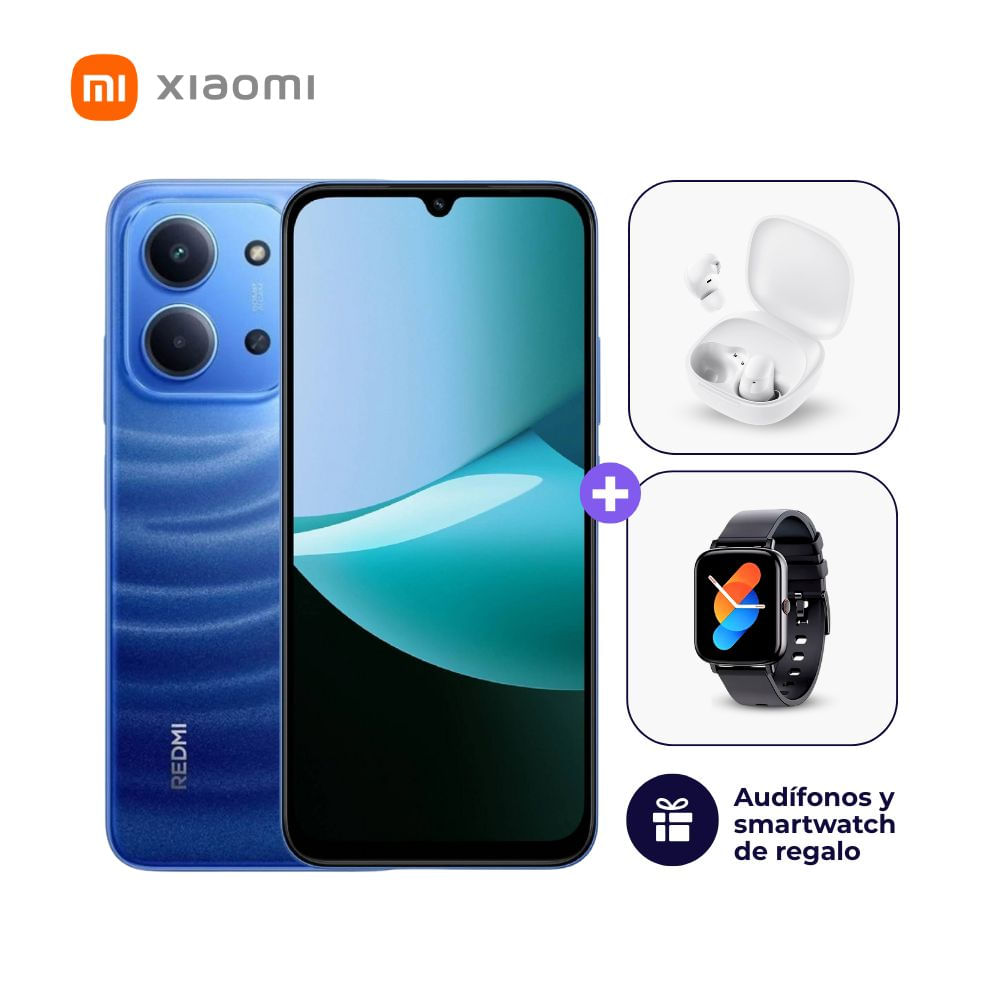 Xiaomi Redmi 15C 128GB 4GB Ram Color Azul - Smartwatch y Audifonos