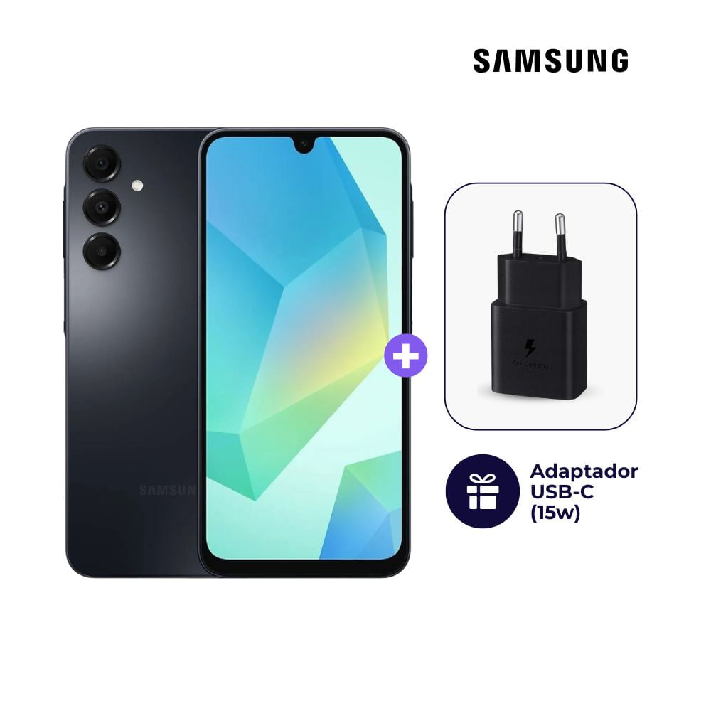 Celular Samsung Galaxy A16 128GB 4GB Negro y Adaptador USB-C Samsung Original 15W