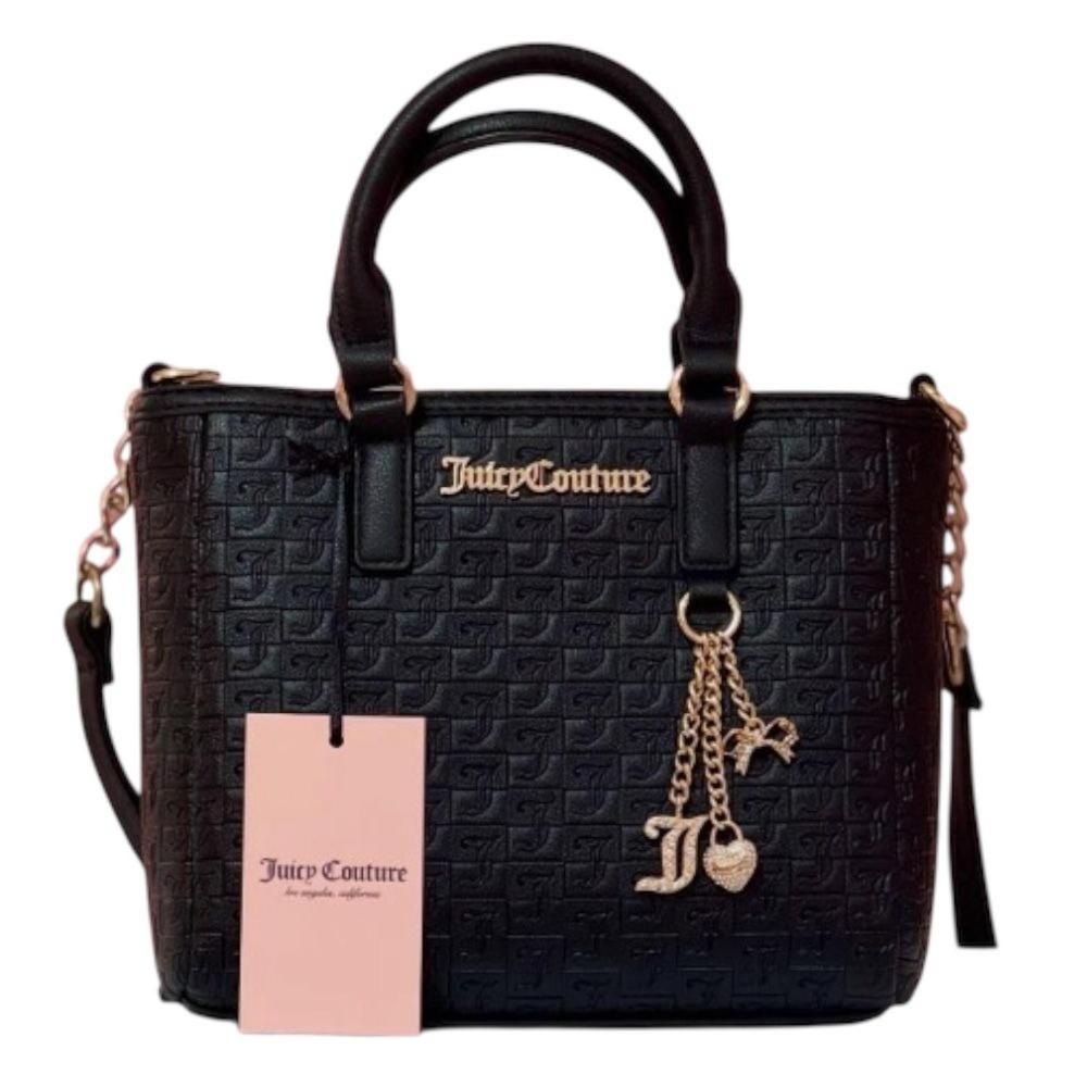 MINI CARTERA CROSSBODY JUICY NEGRO CON DORADO MONOGRAFIADO