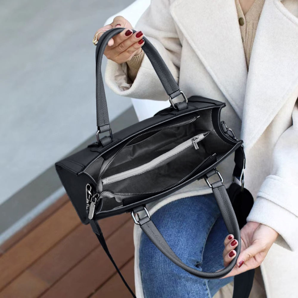Cartera De Cuera Vacuno Armuz 5530 Diseño Moderno Negro