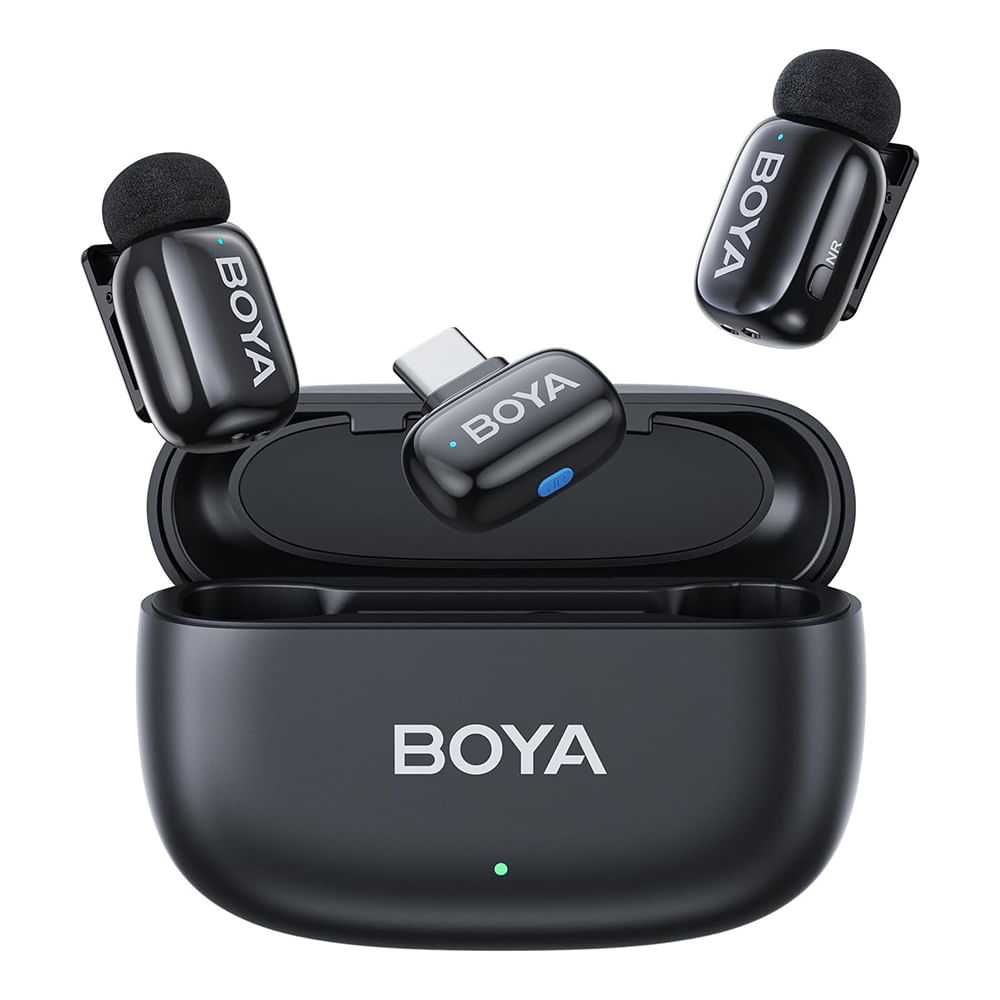 BOYA Mini 2 Micrófono inalámbrico USB C 2TX 1RX 30 horas de duración