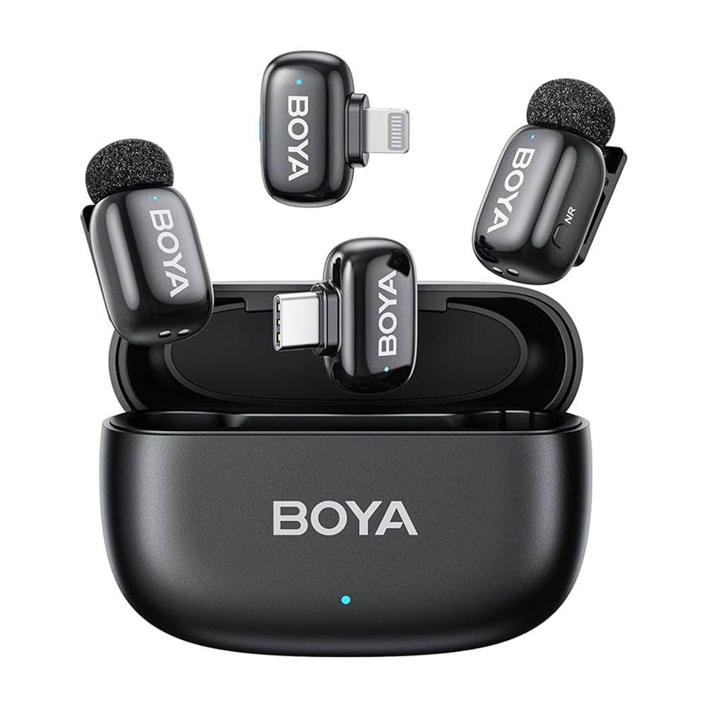 BOYA Mini 2 Micrófono inalámbrico USB C y Ligthing  2TX 1RX  30 horas de duración
