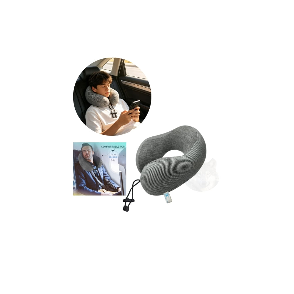 Cojín De Cuello En Forma De U Color Gris