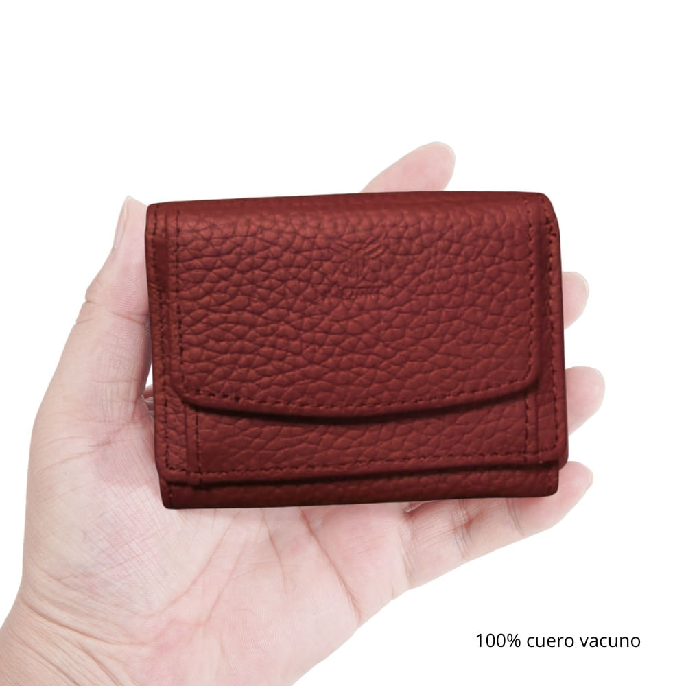 Billetera De Cuero Vacuno Armuz 5156 Diseño Práctico y Moderno Rojo
