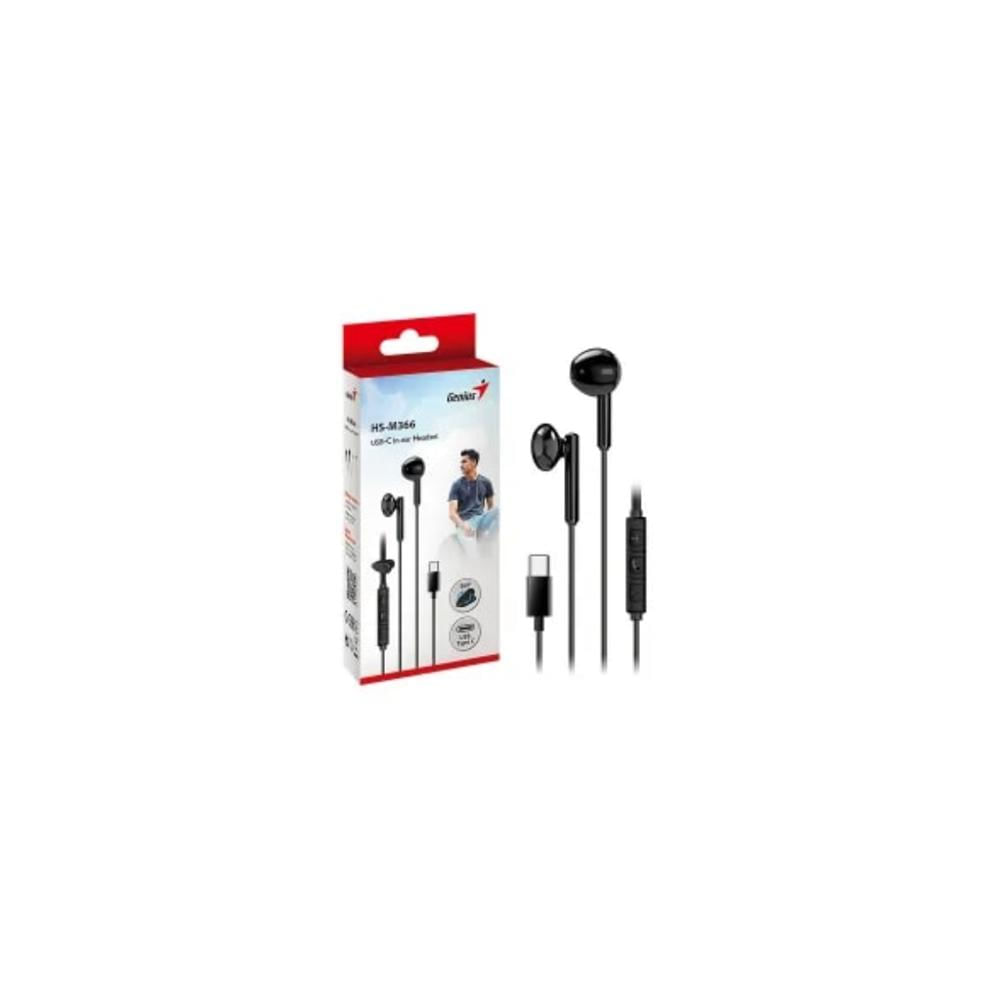 AUDIFONO CON MICROFONO GENIUS HS-M366 IN-EAR USB-C 14.2MM CLIP GIRATORIO BLACK 31710033400