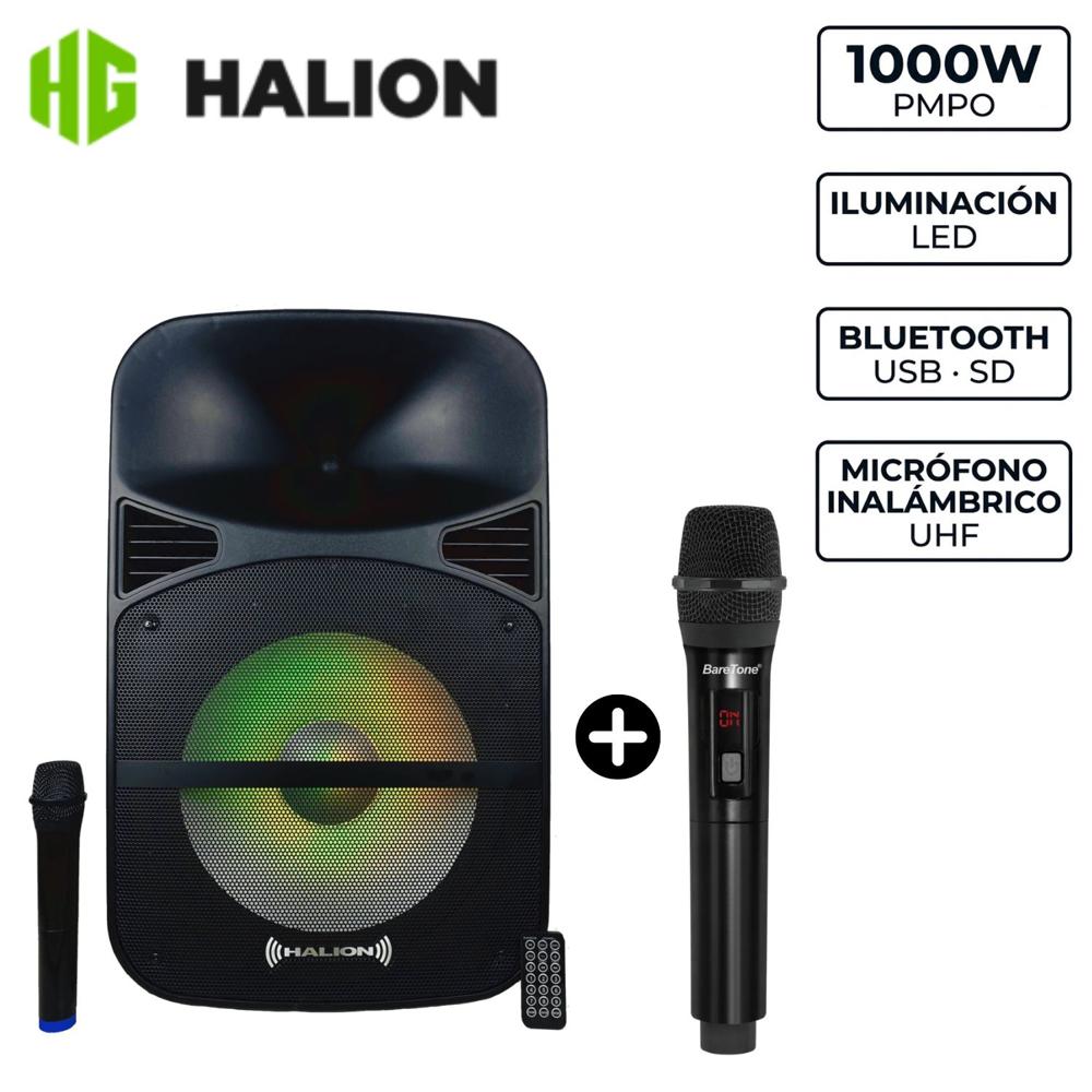 Promo Parlante Portátil Halion PHA 15MDB USB BT 02 MICRÓFONOS