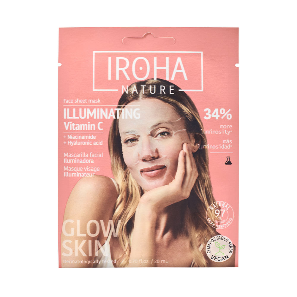 Mascarilla Facial Tisú de Vitamina C Iroha Ácido Hialurónico 20 ml