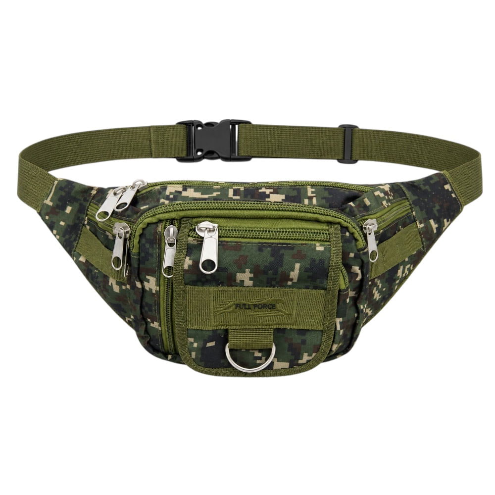 Canguro Táctico XL Full Force Multi Bolsillos Verde Camuflado