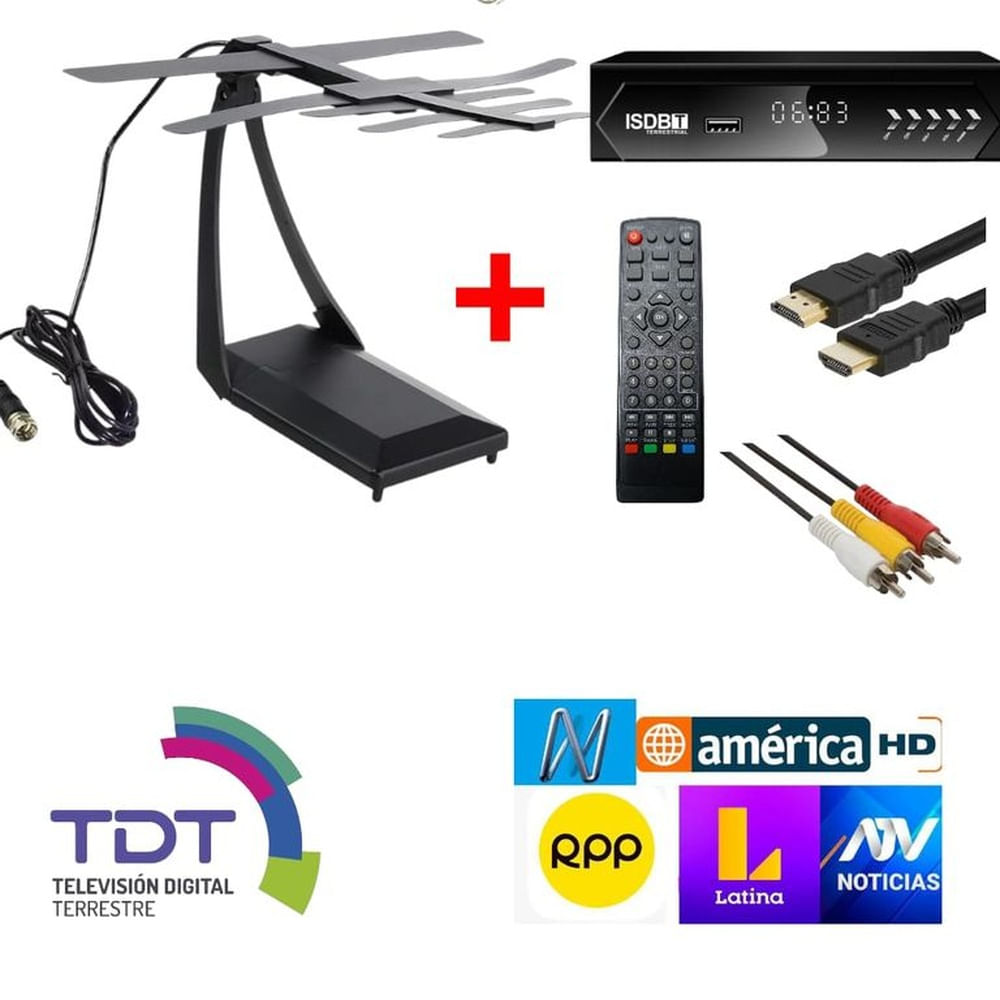Receptor ISDB-T con Antena HD TV Digital para Señal Abierta