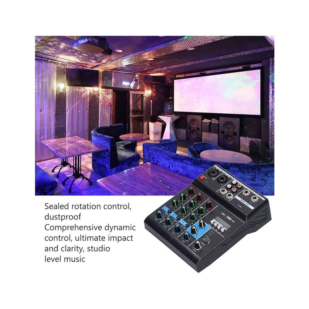Mezclador de Audio Sonido Inalámbrico de 4 Canales F-4A USB Y BT