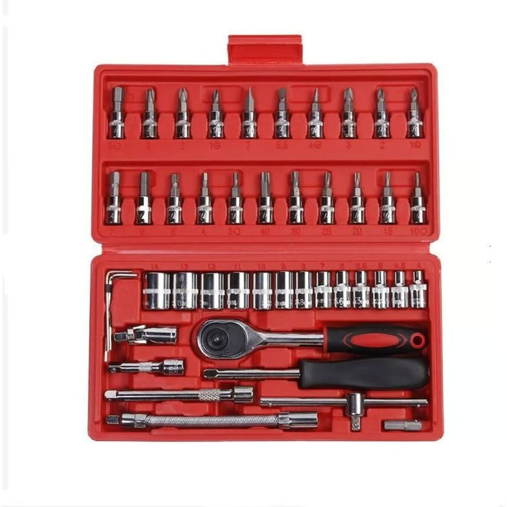 Juego Llaves Dados 46Piezas de Tubo Caja de Herramientas Inoxidable