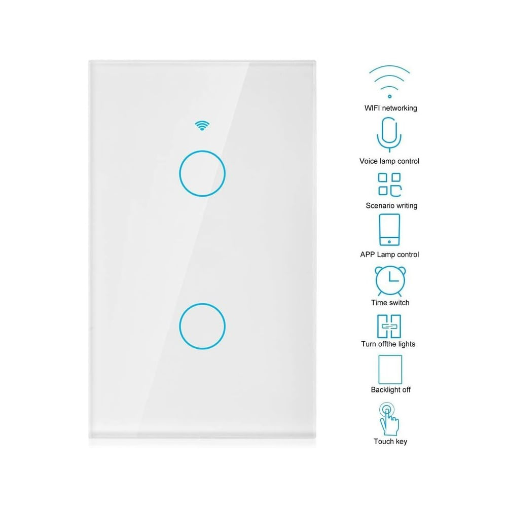 Interruptor Inteligente Wifi Smart Pared Alexa Google Home WS-US-2C Multicolor