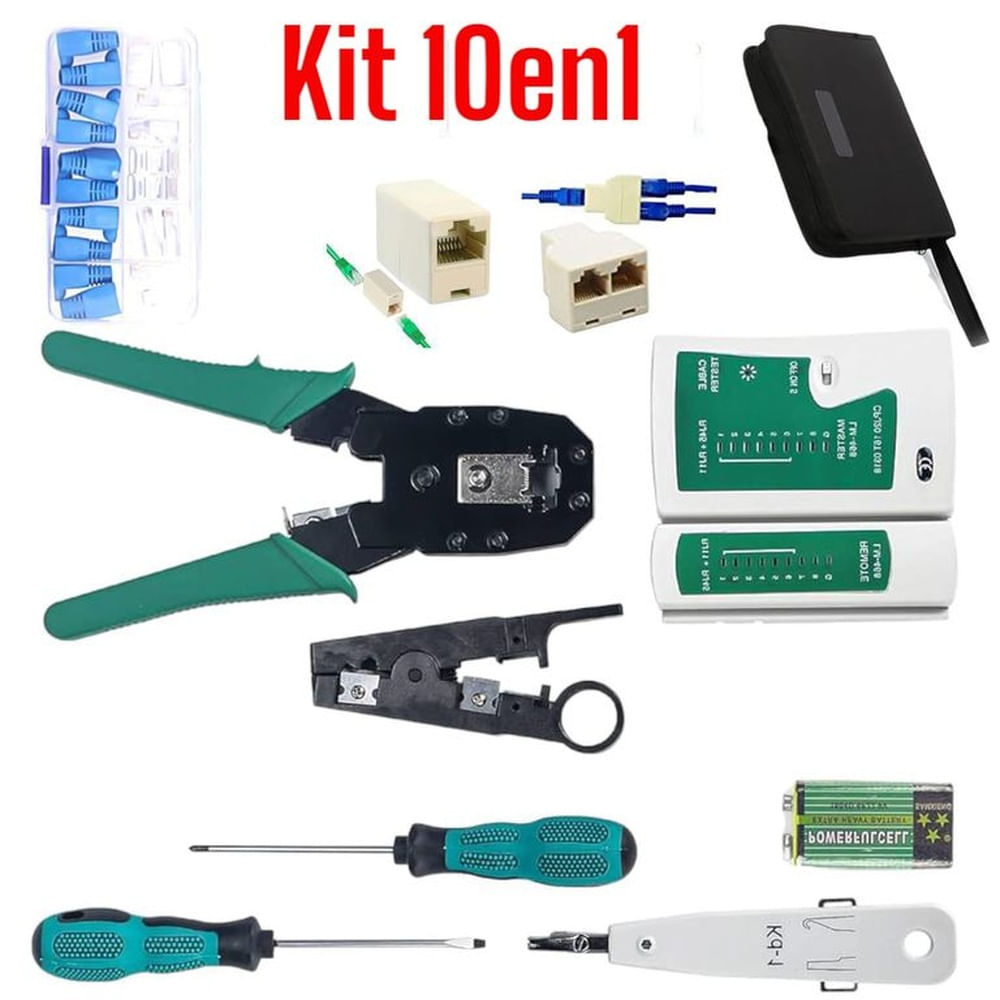 Crimpeador 10en1 con Testeador Conectores y Herramientas