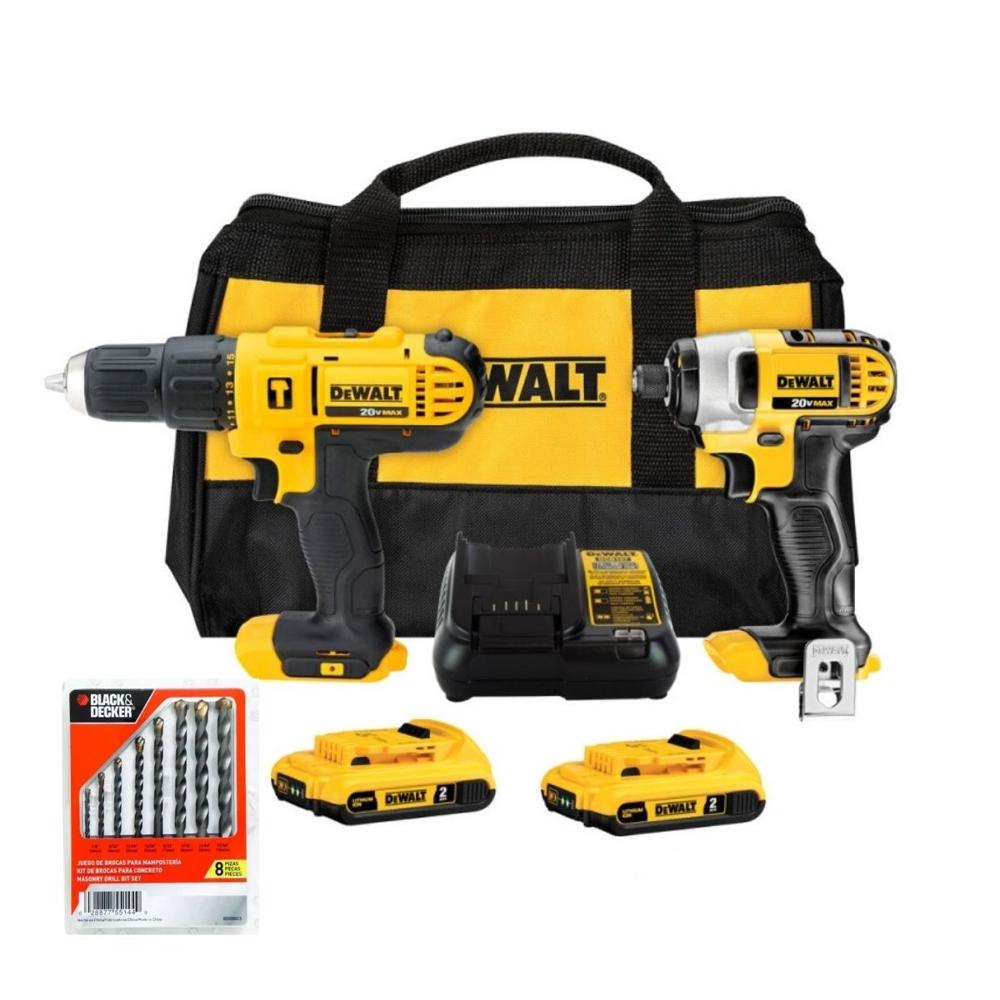 Taladro y Impacto y Brocas 8Pzs Dewalt