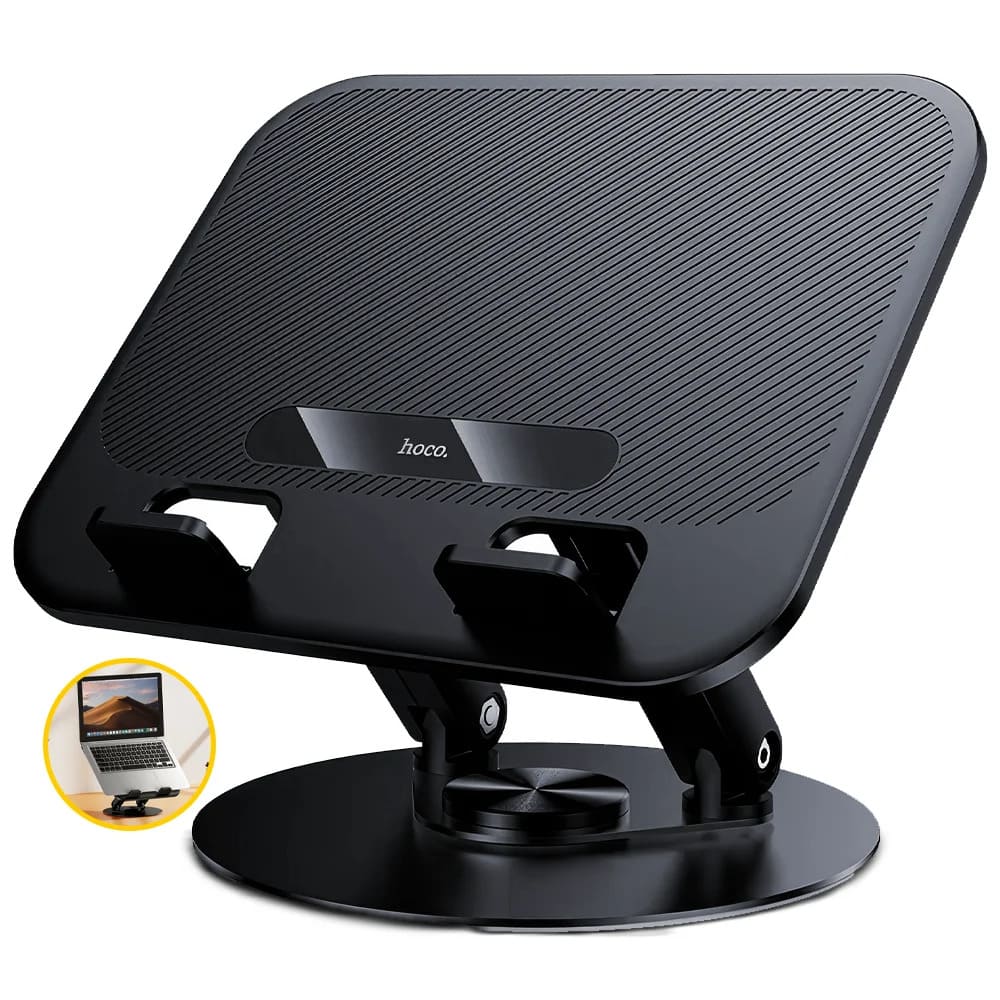Soporte Para Laptop Hoco Hd14 Giratorio 360 Ajustable Metal Negro
