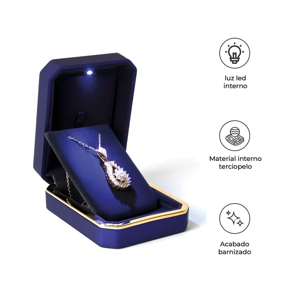 ESTUCHE DE LUJO PARA COLLAR CON LUZ LED AZUL NBN-38-BL