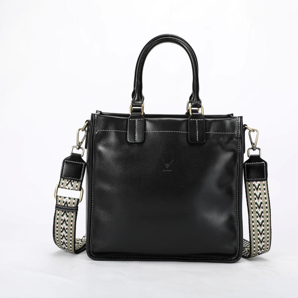 Cartera De Cuero Vacuno Diseño Moderno Negro