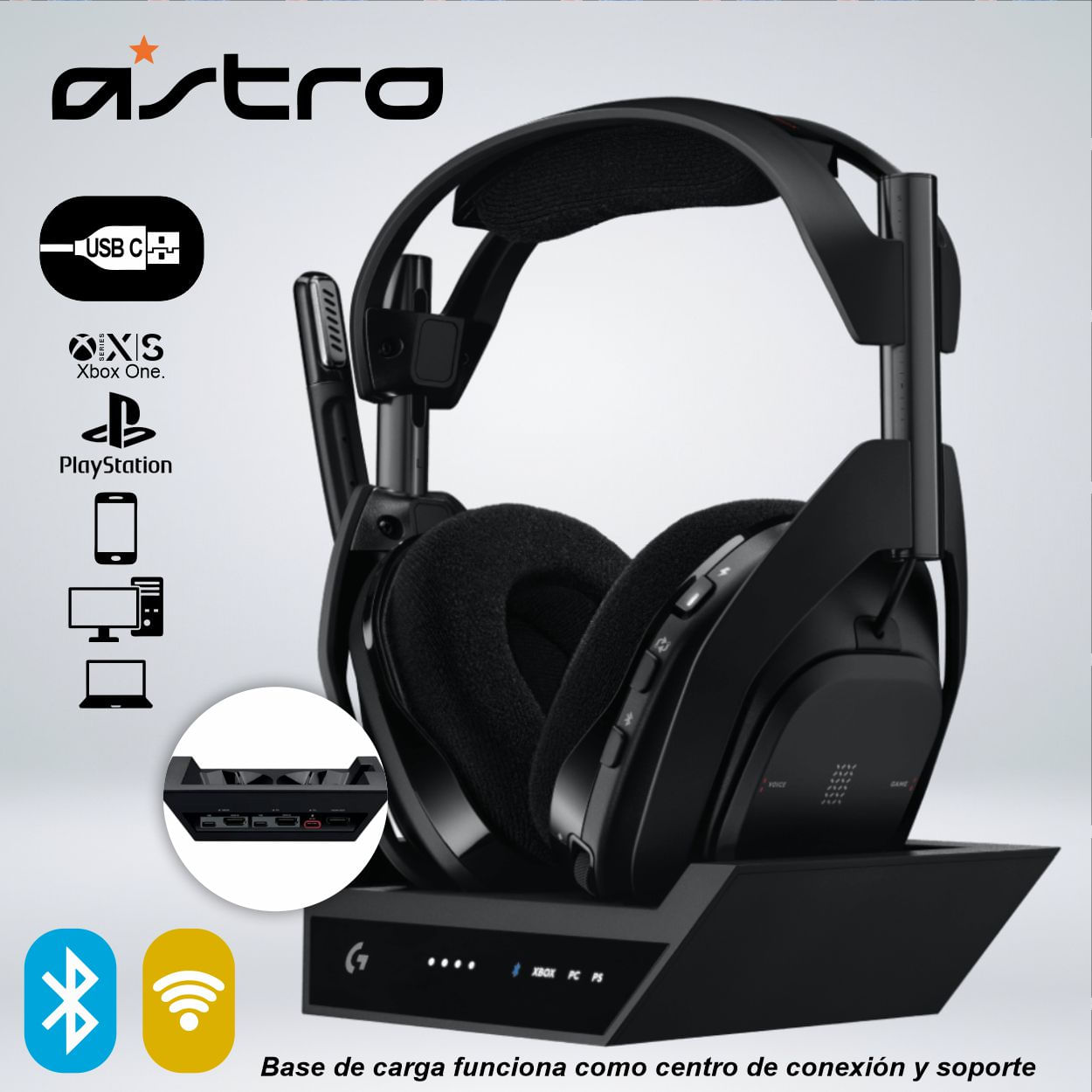 AUDIFONO GAMER ASTRO A50 X LIGHTSPEED BLUETOOTH BASE XBOX PS5 PC