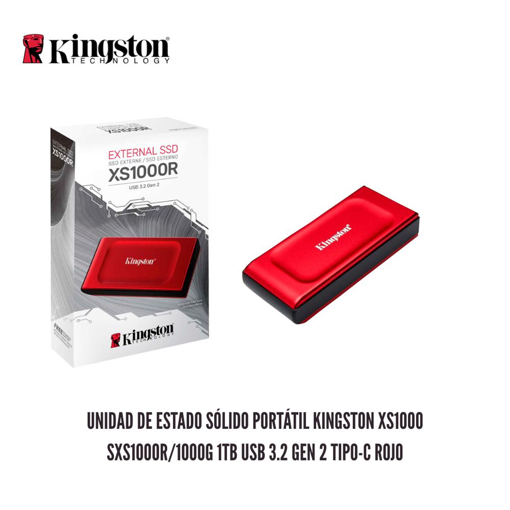 UNIDAD DE ESTADO SOLIDO PORTATIL KINGSTON XS1000 SXS1000R-1000G 1TB USB 3.2 GEN 2 TIPO-C ROJO