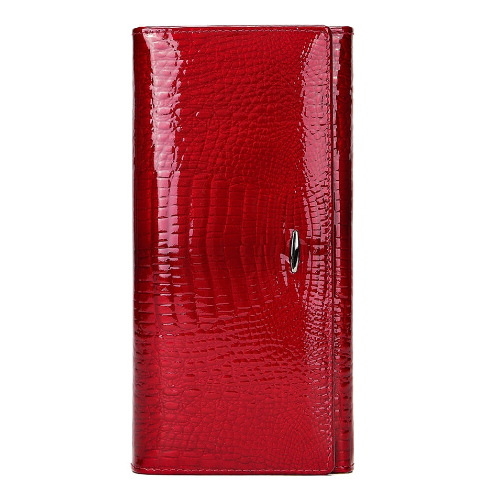 Billetera De Cuero Vacuno Diseño Moderno Con RFID Roja