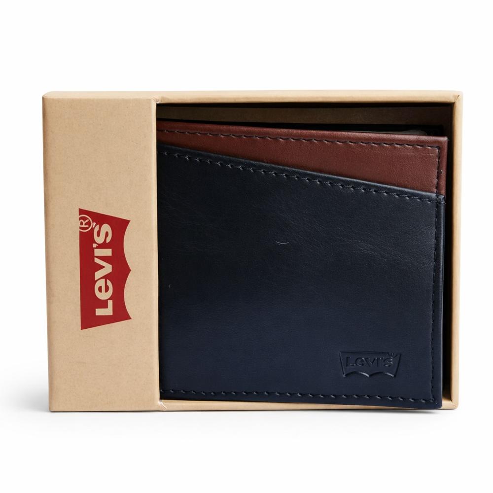 BILLETERA LEVIS HOMBRE CUERO MARRON CON NEGRO