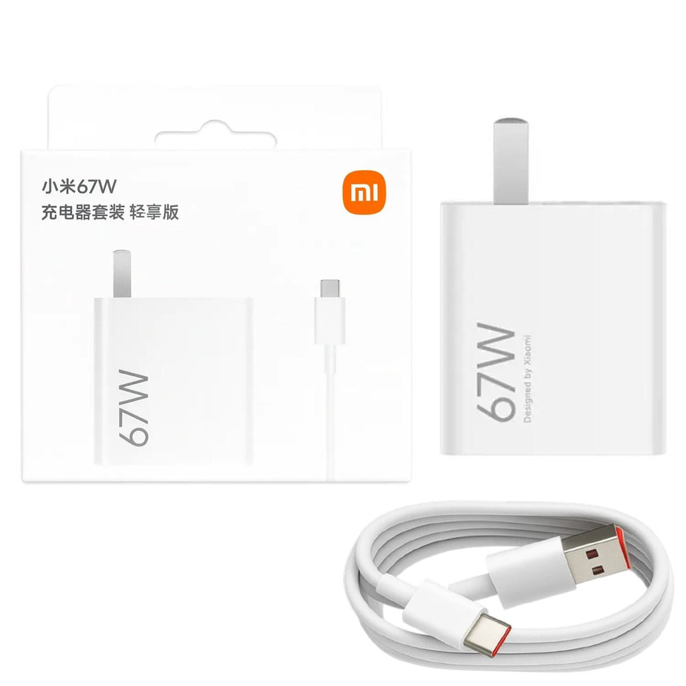 Cargador Xiaomi 67W Turbo Charge con Cable USB-A a USB-C Adaptador Original de Carga Rápida