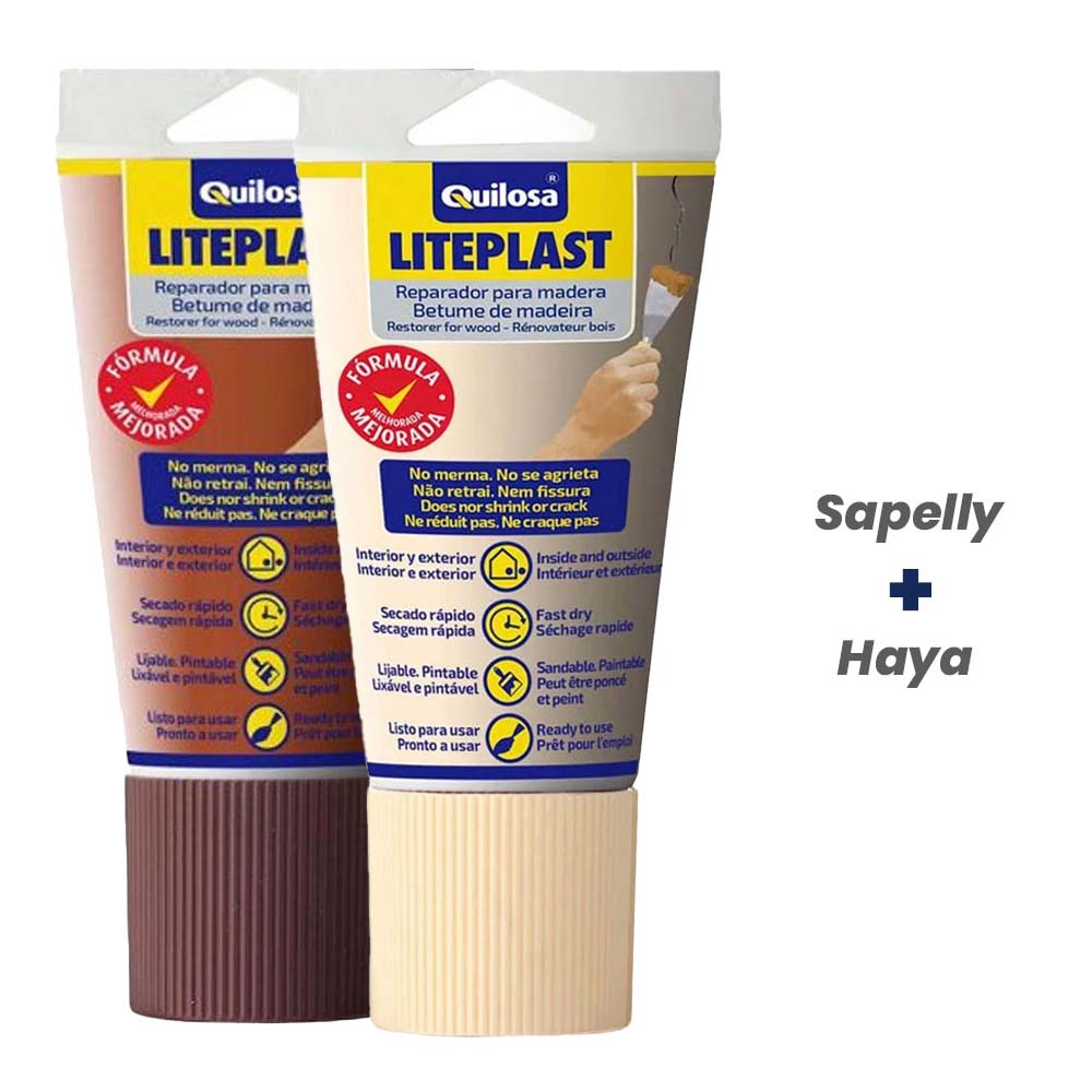 Pack Duo de Masilla Quilosa Liteplast Madera Tubo 150ML Sapelly y Haya