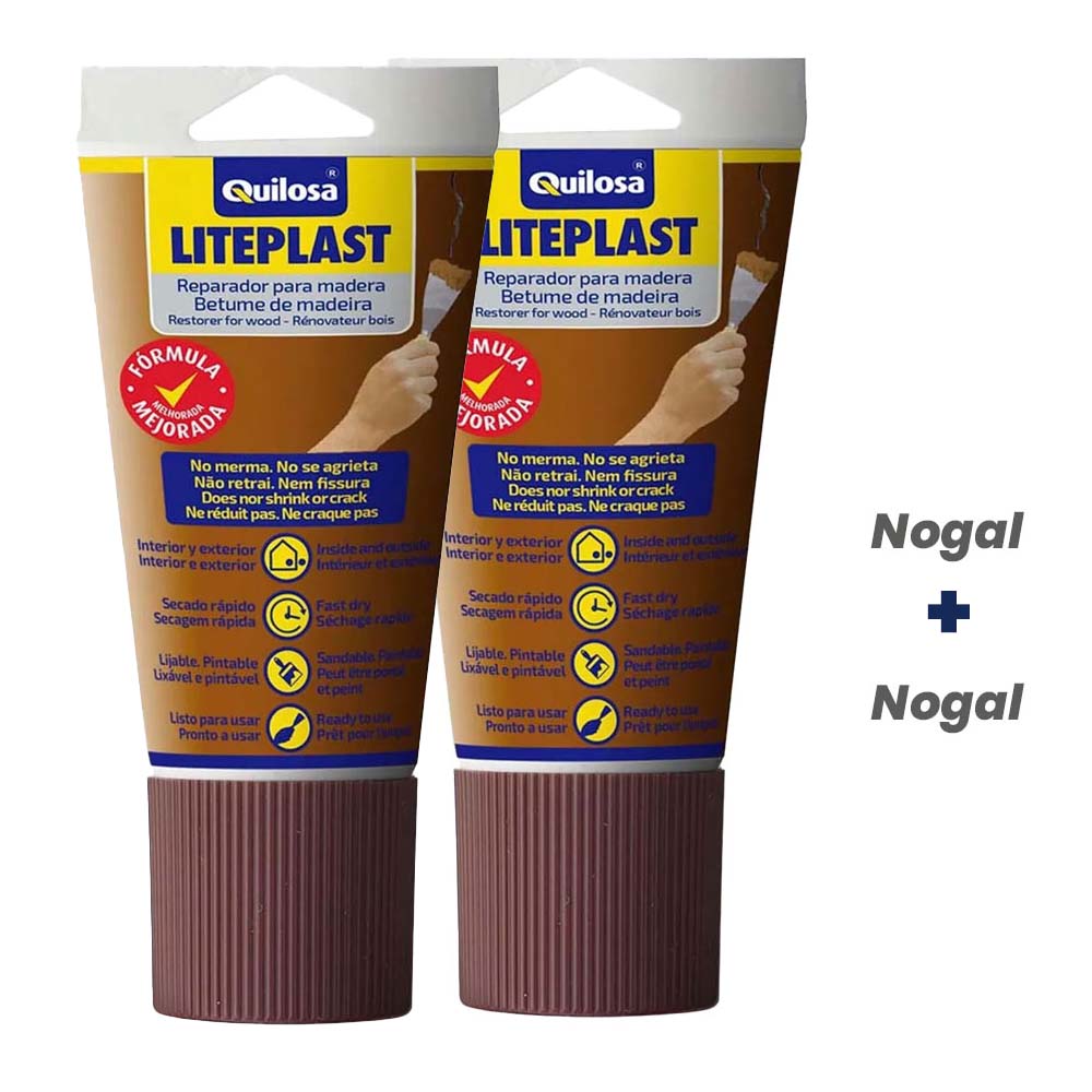 Pack Duo de Masilla Quilosa Liteplast Madera Tubo 150ML Nogal