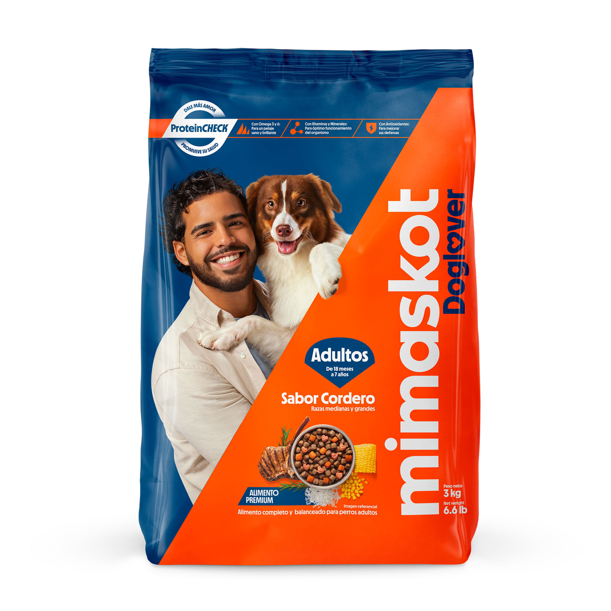 Alimento para Perro MIMASKOT Adulto Medianos y Grandes Sabor Cordero Bolsa 3Kg