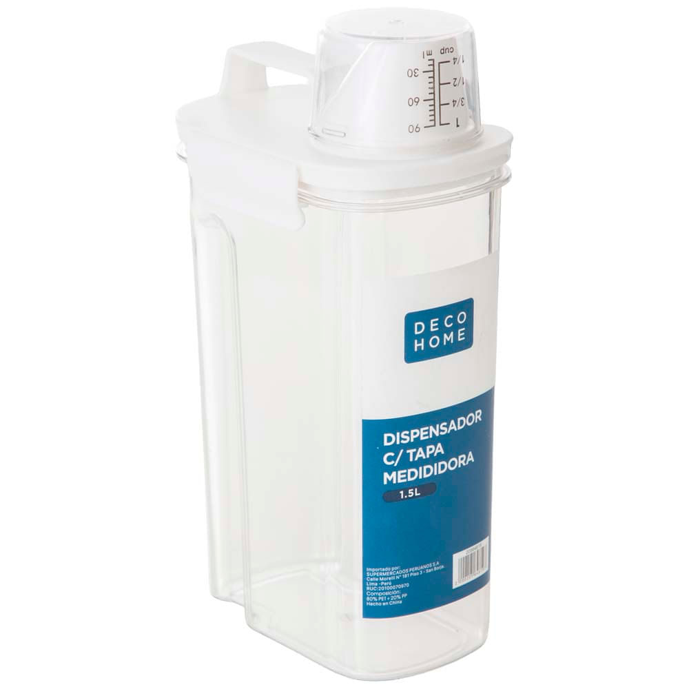 Dispensador DECO HOME con Tapa y Medidas 1.5L
