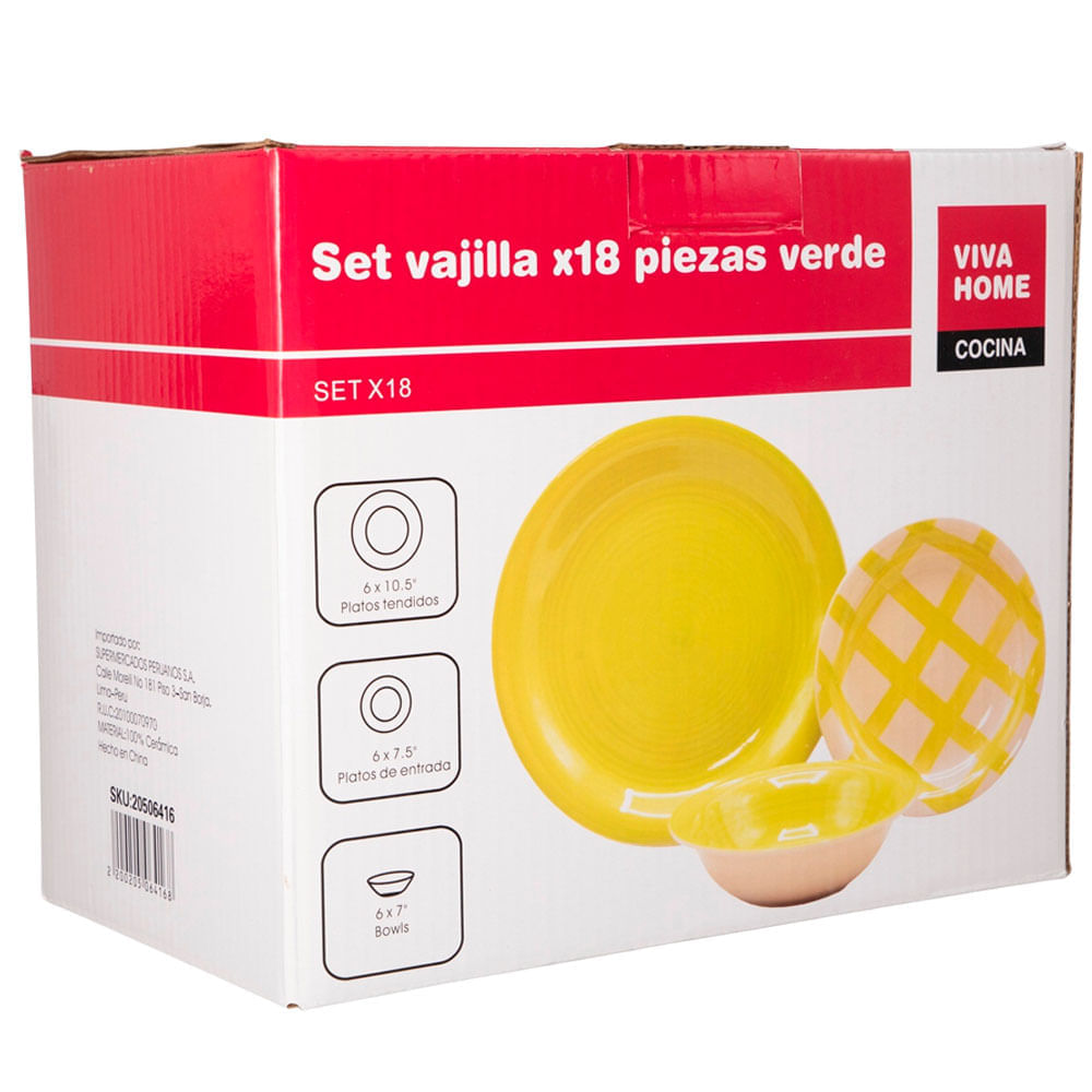 Set VIVA HOME Vajilla 18pzas Diseño 1