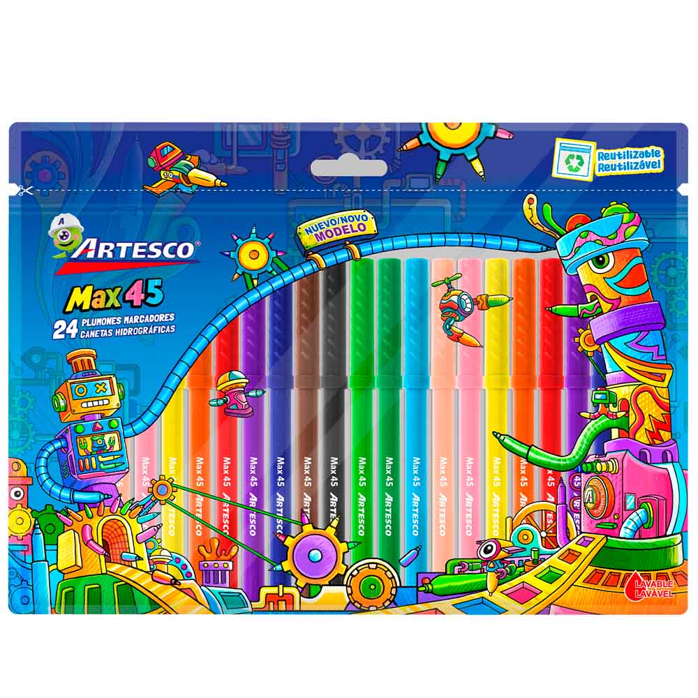 Plumones Delgados Max 45 ARTESCO Estuche x24