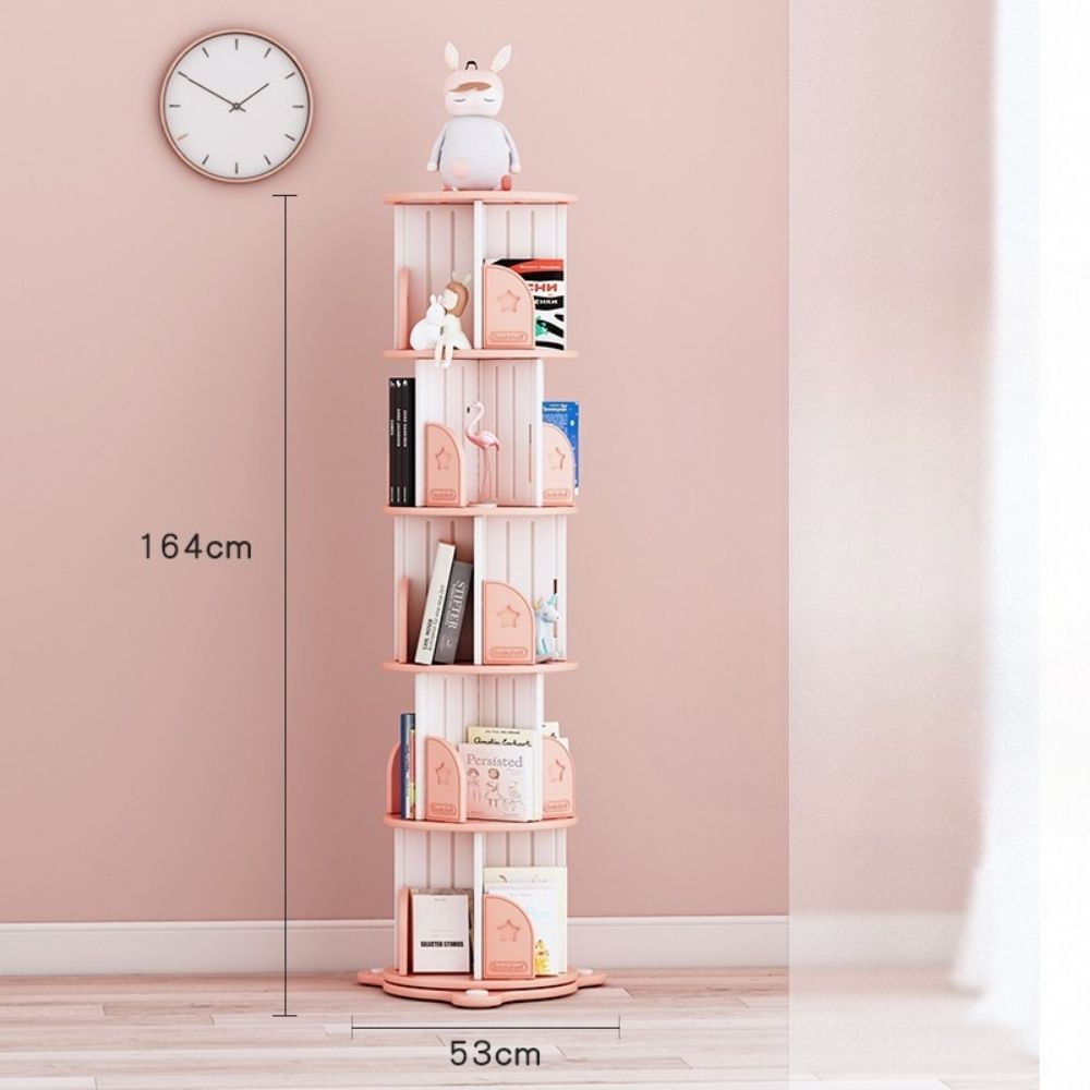 Librero giratorio 360grados para niños rosa 53 x 164 cm