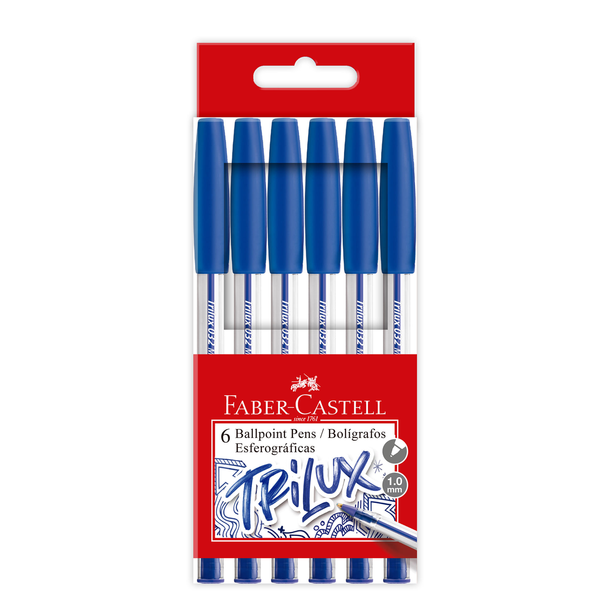 Lapiceros FABER CASTELL Esferográficas Trilux 032m Azul 6un