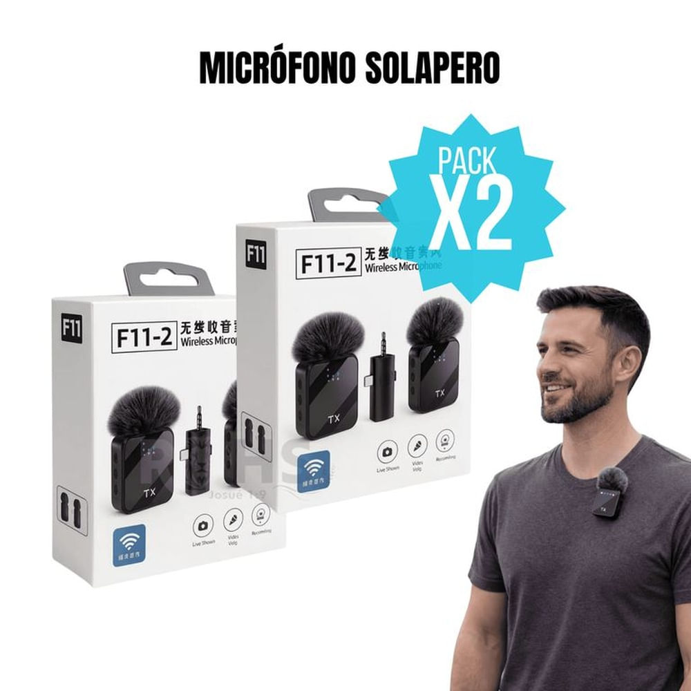 Micrófono Solapero 3 en 1 Para Grabación, Creadores de Contenido y Más F11-2 X2 Unidades