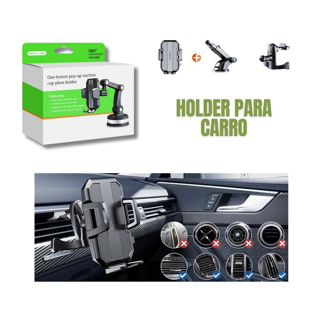 Holder Para Auto Rotación 360° Negro
