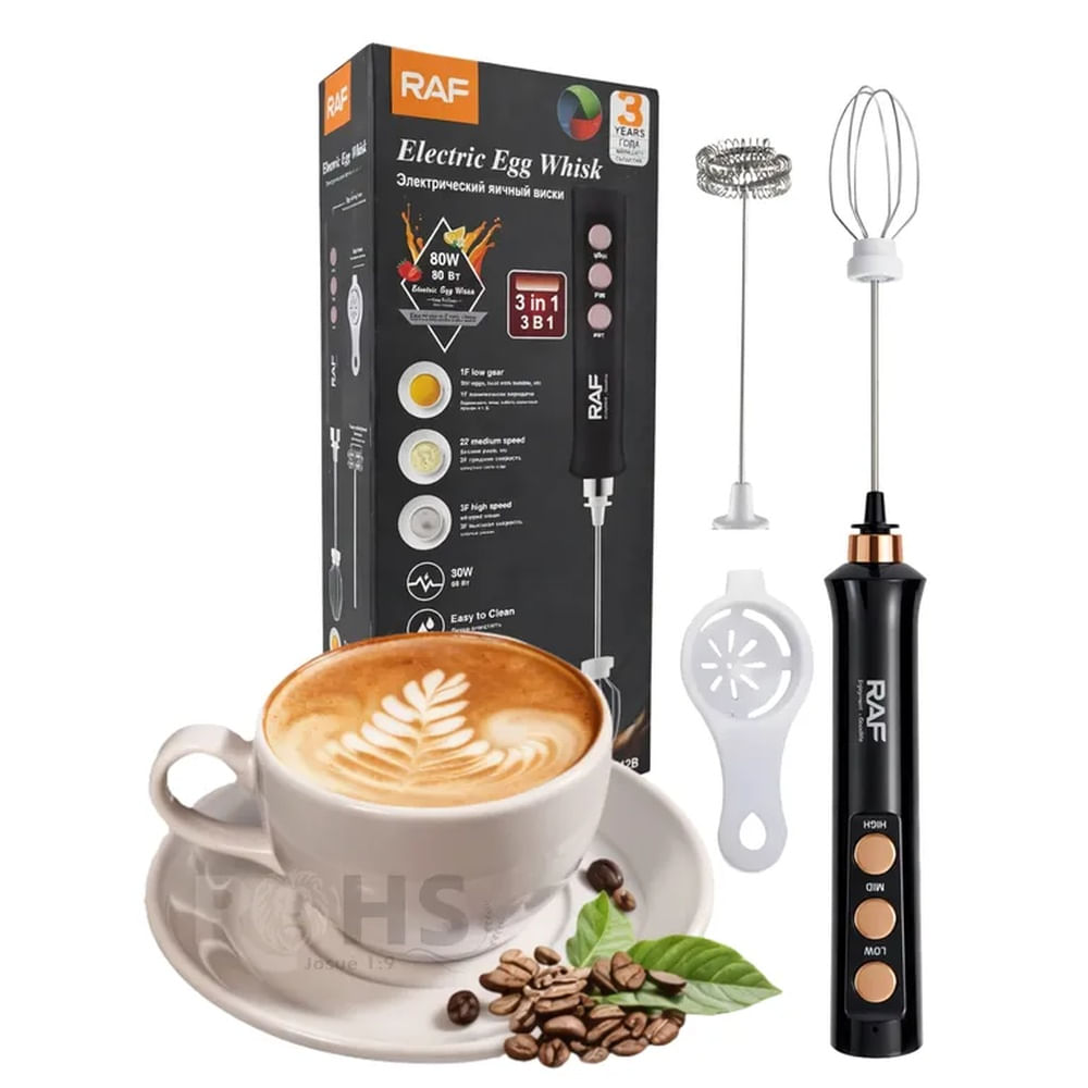 Batidora Eléctrica de Mano para Café y Huevos, 3 en 1 RAF