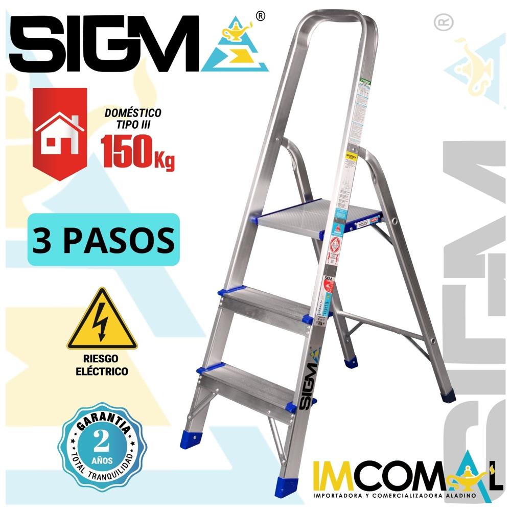 Escalera Aluminio Banqueta de 3 Pasos. Cap.Max.de Carga:150Kg.Tipo III (Domestica)