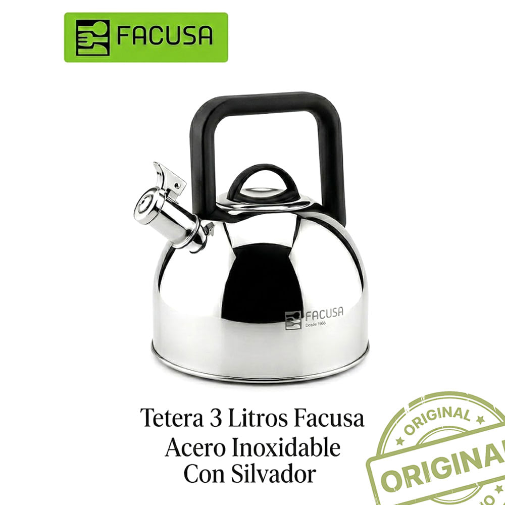 Tetera 3 Litros Facusa Verona Acero Inoxidable Con Silbador