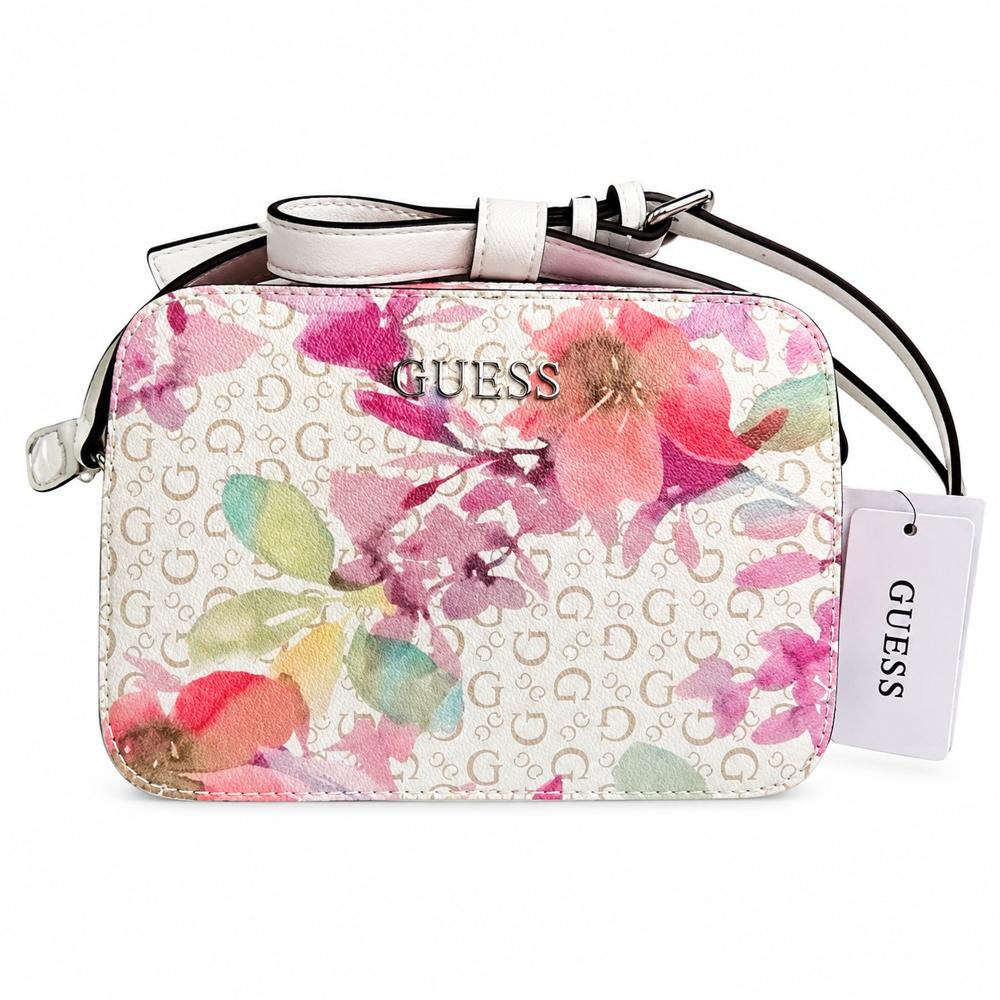 CARTERA CROSSBODY GUESS BLANCO CON FLORES DECORAH