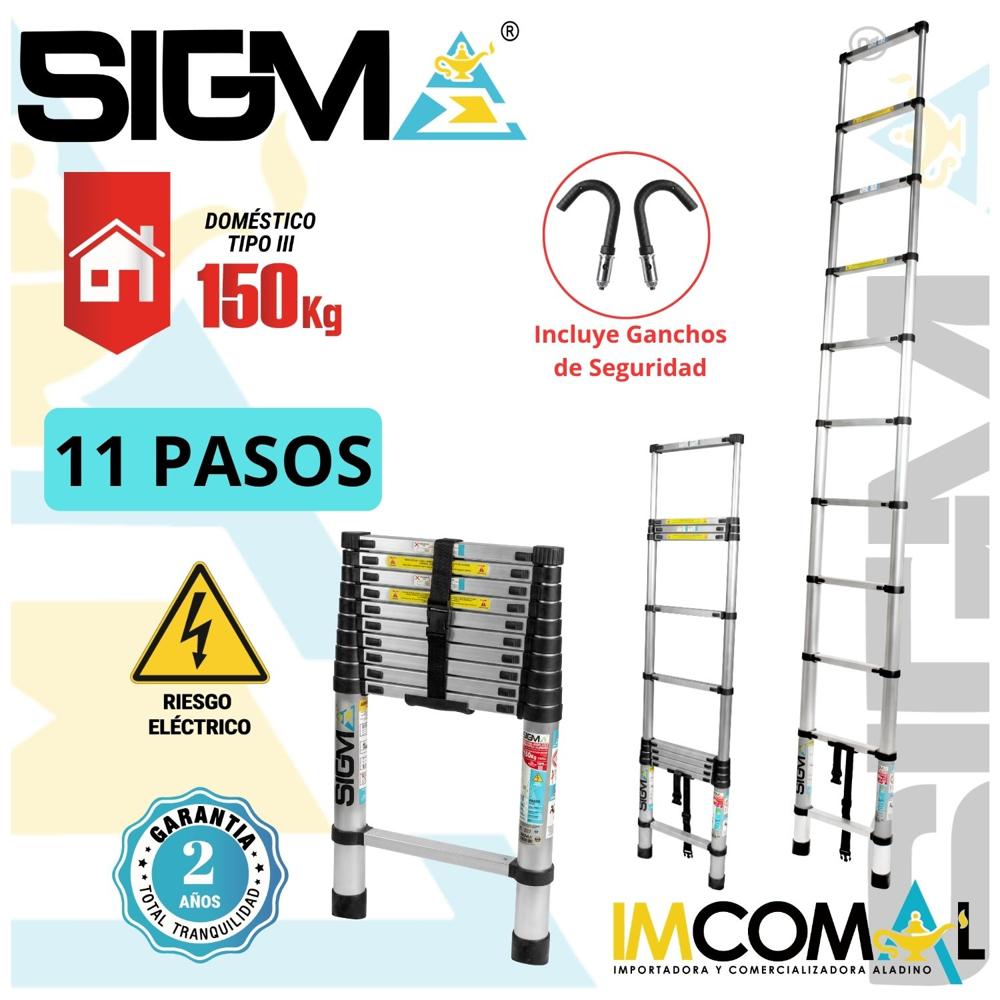 Escalera Aluminio Arrimo Acoplable de 11 Pasos. Cap. Max. de Carga: 150 Kg. Tipo III (Domestica)