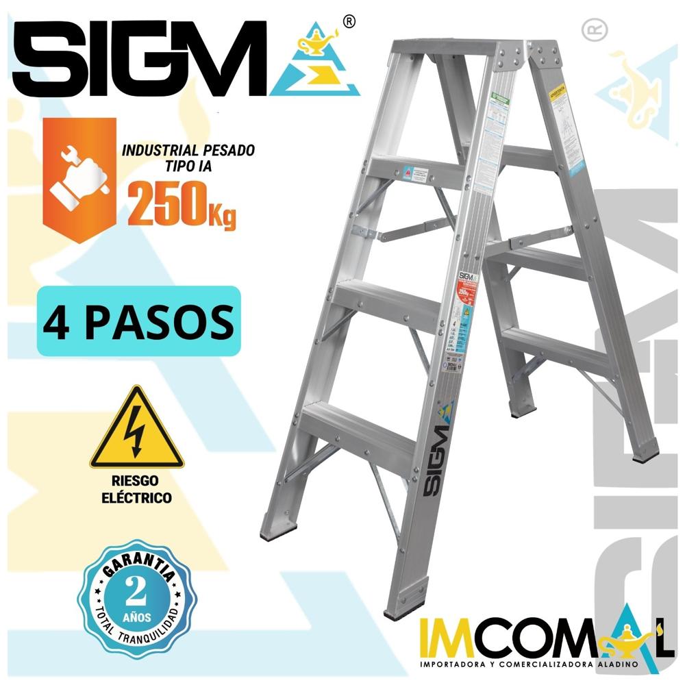Escalera Aluminio Tijera Doble Acceso de 4 Pasos. Carga. Max.: 250 Kg. Tipo IA Industrial Pesado