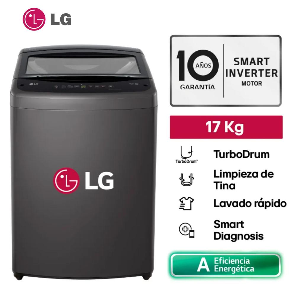 Lavadora LG 17Kg Smart Inverter Turbodrum WT17BVTB Negro Claro