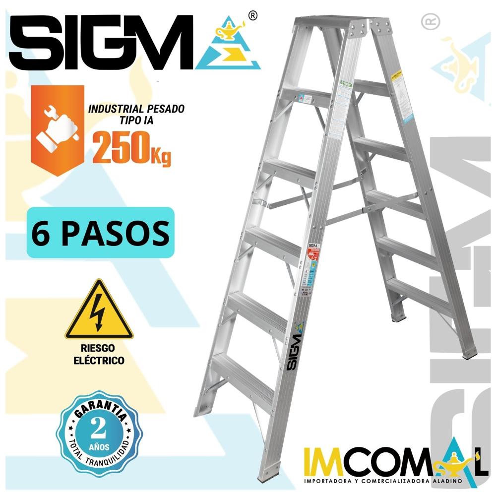 Escalera Aluminio Tijera Doble Acceso de 6 Pasos. Carga. Max.: 250 Kg. Tipo IA Industrial Pesado